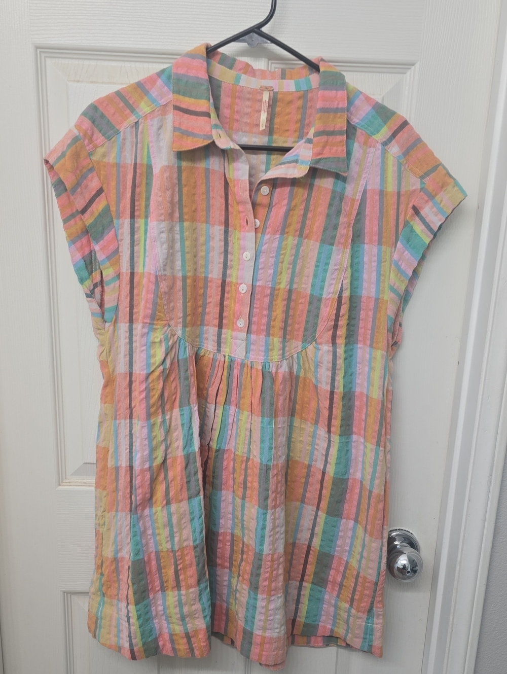Free People Pastel Multicolor Striped Shirt Dress